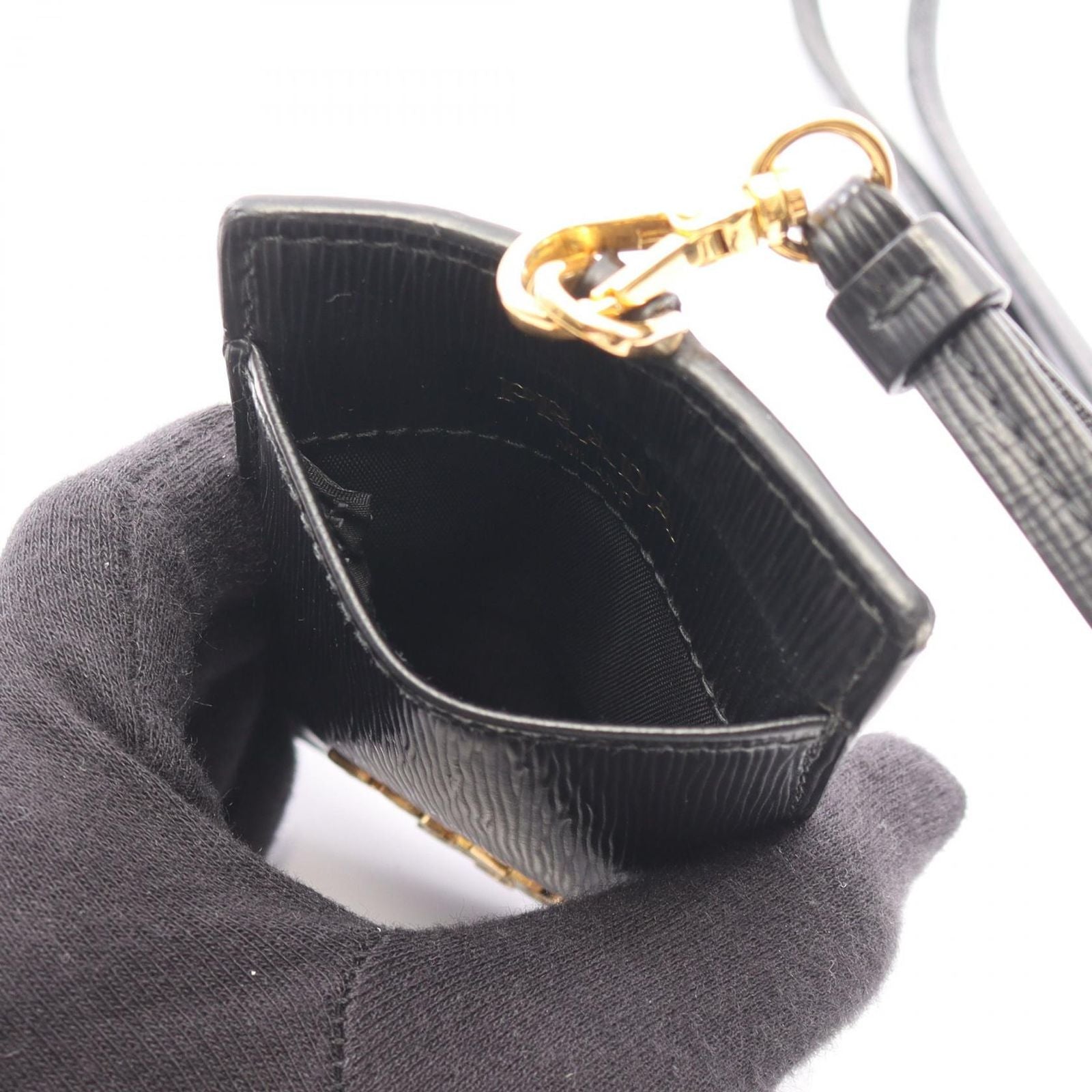 Prada Card Case Vitello Move Black Leather — view 3