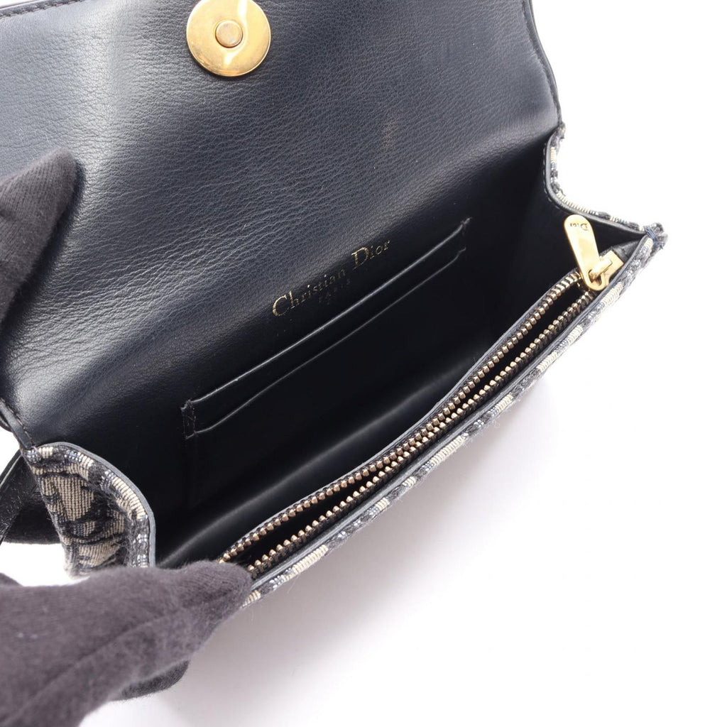 Dior Waist Bag Saddle Oblique Beige Navy Canvas Leather — view 3