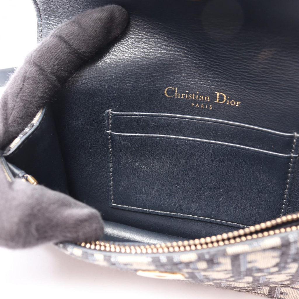 Dior Waist Bag Saddle Oblique Beige Navy Canvas Leather — view 6