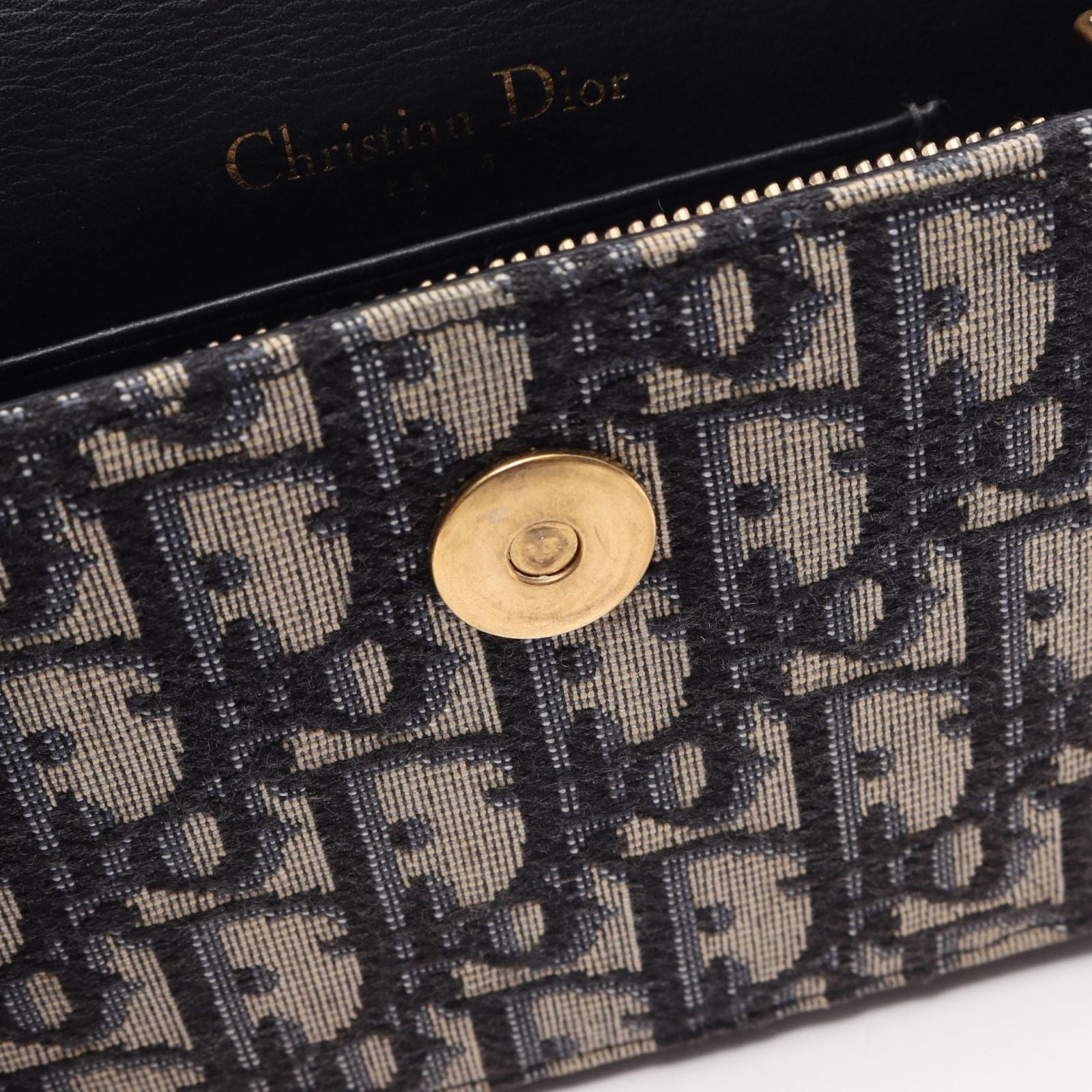 Dior Waist Bag Saddle Oblique Beige Navy Canvas Leather — view 8