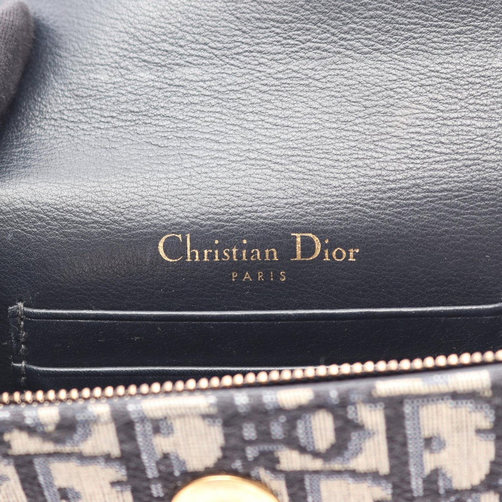 Dior Waist Bag Saddle Oblique Beige Navy Canvas Leather — view 4