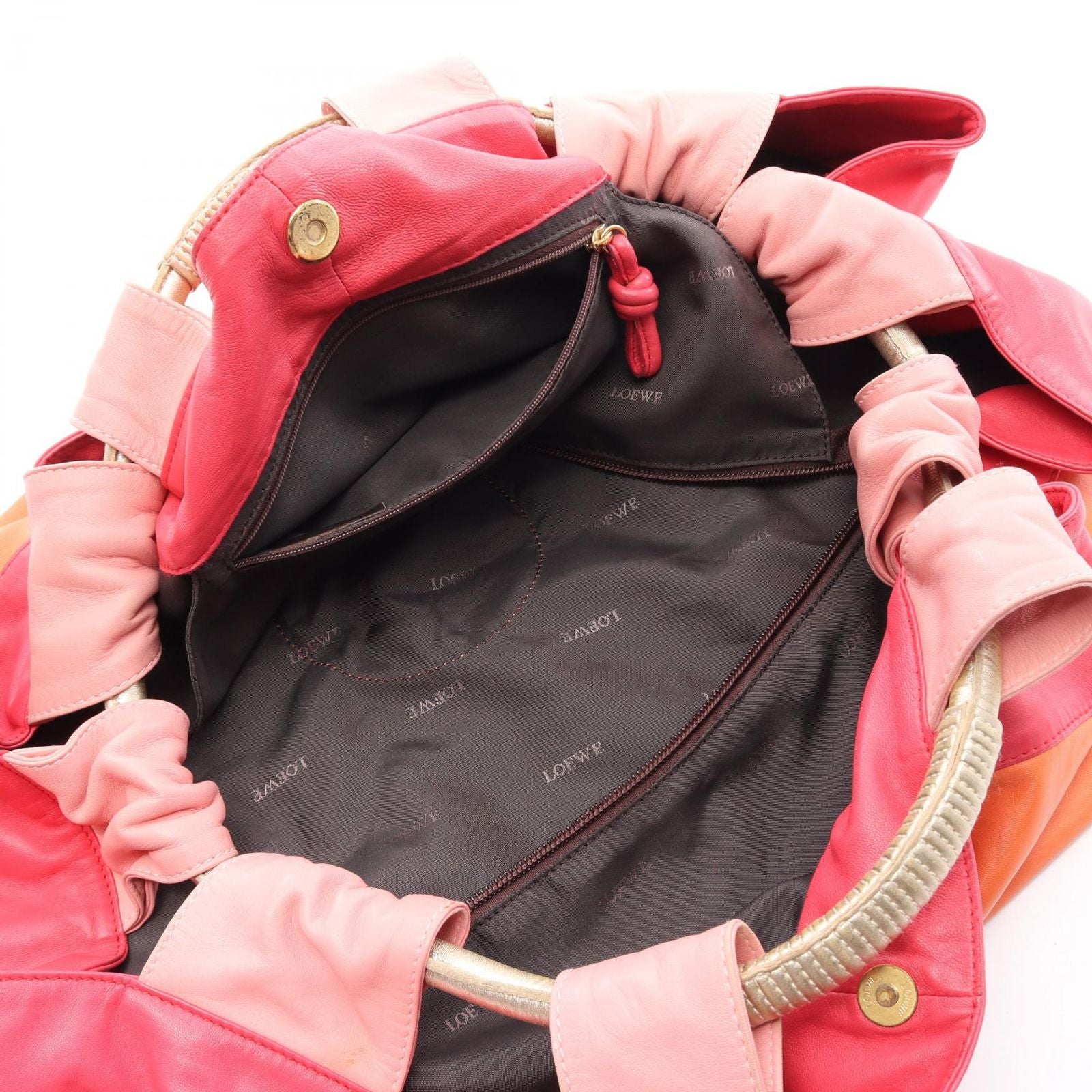 Loewe Handbag Nappa Aire Pink Orange Gold Leather Hand — view 3