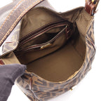Fendi Handbag Zucca Brown Dark Canvas Leather Shoulder — view 3