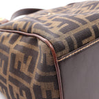 Fendi Handbag Zucca Brown Dark Canvas Leather Shoulder — view 5