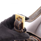 Fendi Handbag Zucca Brown Dark Canvas Leather Shoulder — view 9