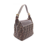 Fendi Handbag Zucca Brown Dark Canvas Leather Shoulder — view 2