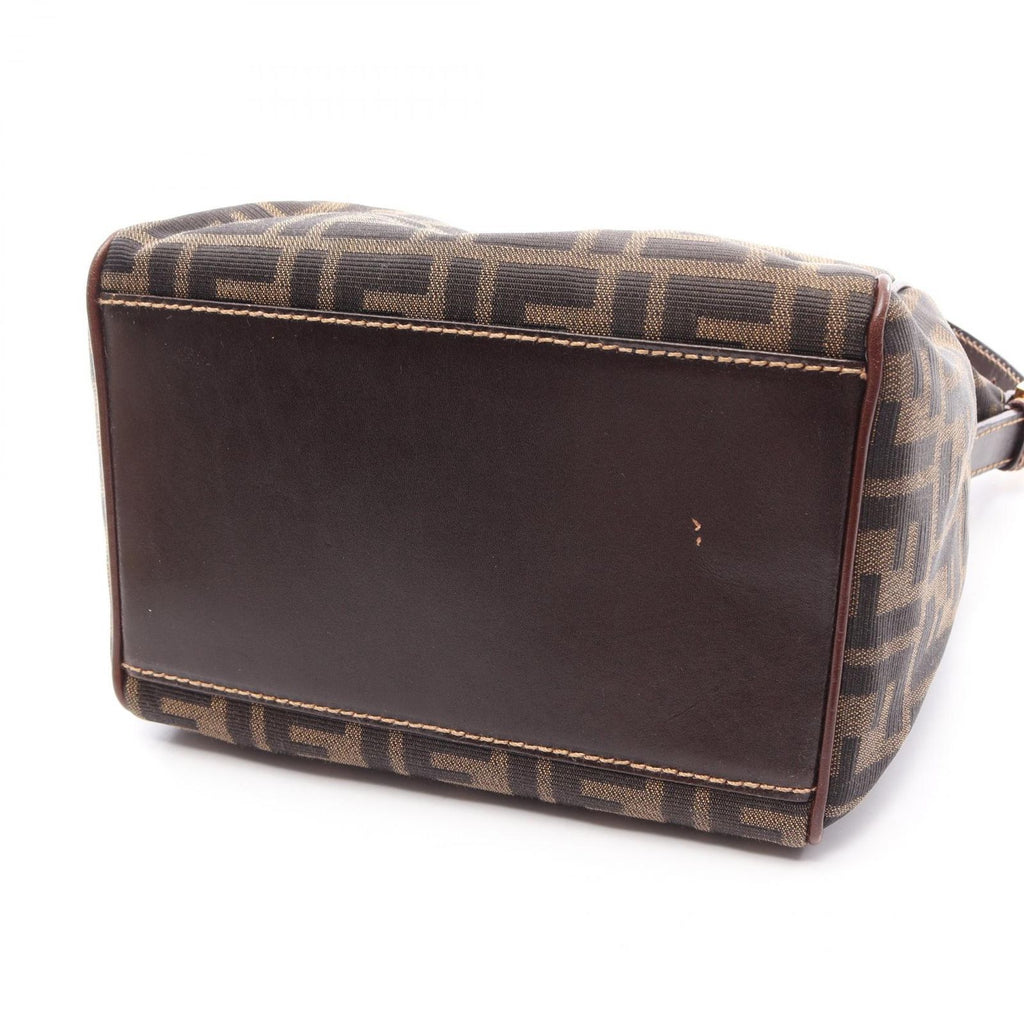 Fendi Handbag Zucca Brown Dark Canvas Leather Shoulder — view 7