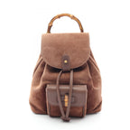Gucci Backpack Bamboo 003 Brown Suede Leather