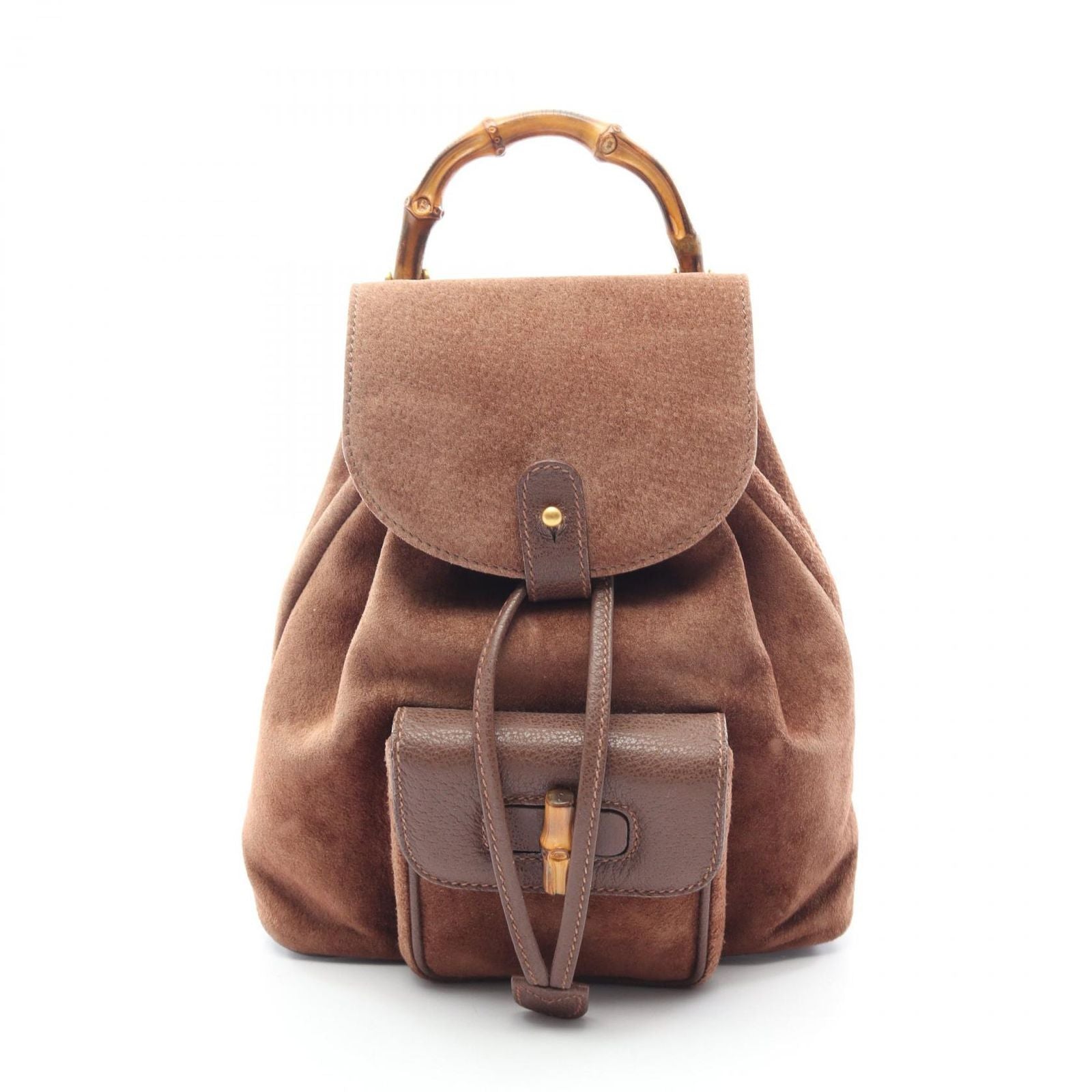 Gucci Backpack Bamboo 003 Brown Suede Leather