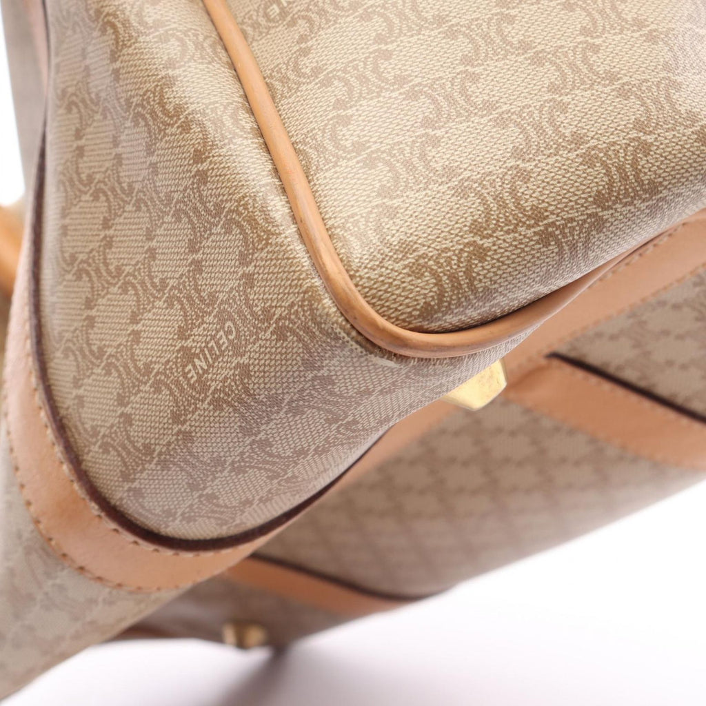 Celine Tote Macadam Beige Canvas Leather Triomphe Mini Boston — view 7