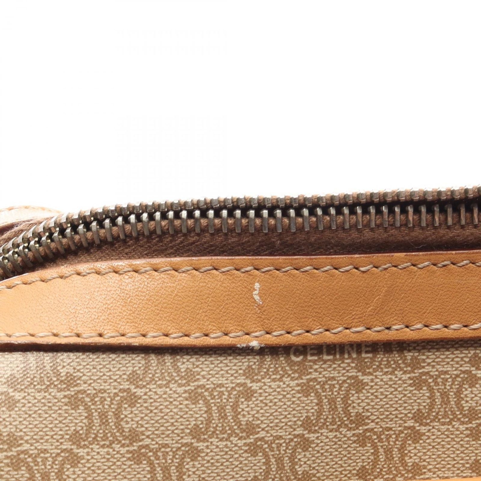 Celine Tote Macadam Beige Canvas Leather Triomphe Mini Boston — view 9