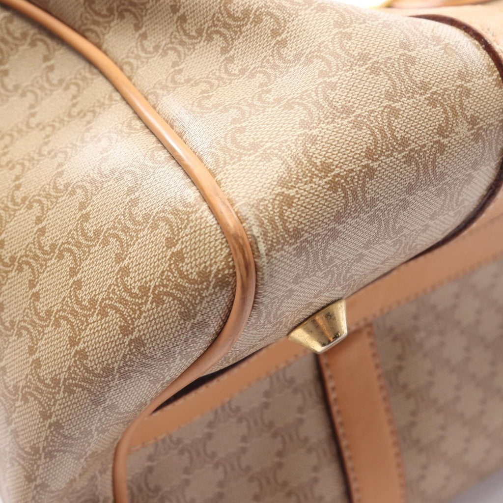Celine Tote Macadam Beige Canvas Leather Triomphe Mini Boston — view 8
