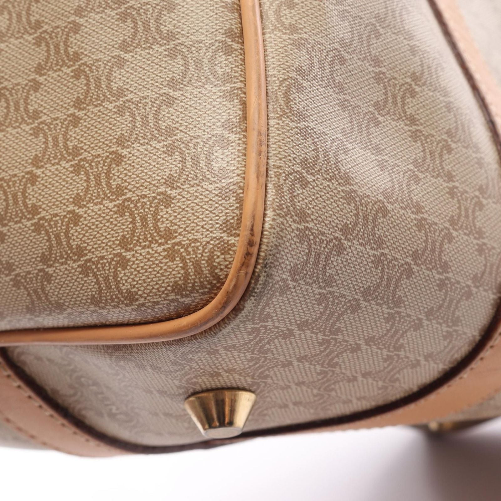 Celine Tote Macadam Beige Canvas Leather Triomphe Mini Boston — view 6