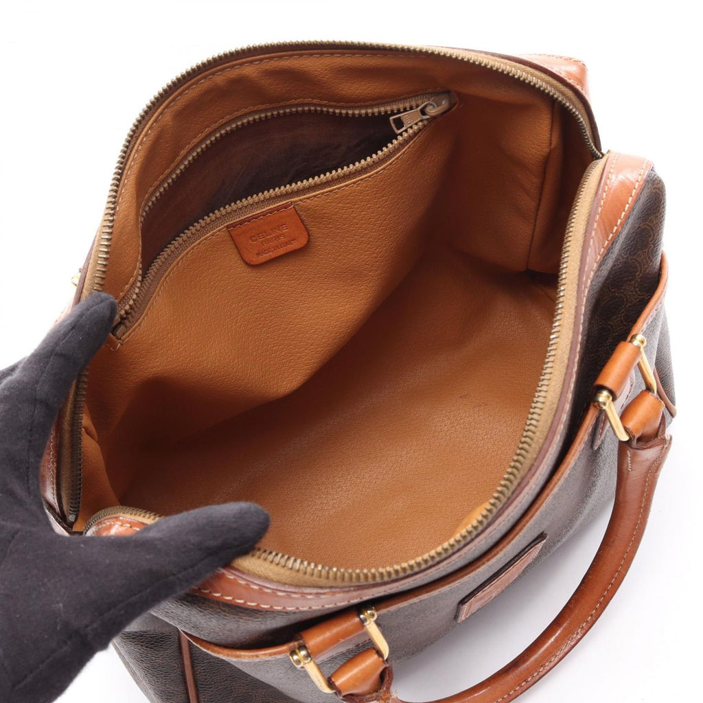 Celine Boston Bag Macadam Brown Canvas Leather Mini — view 3