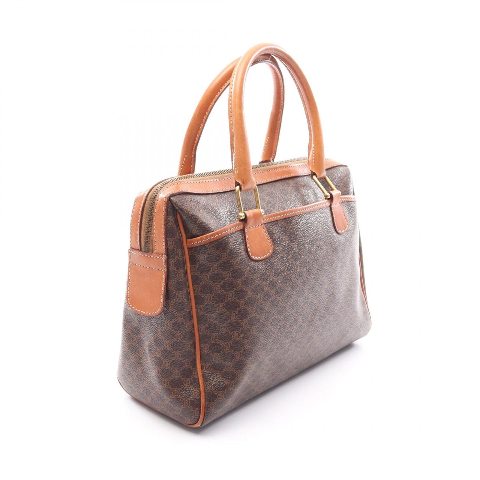 Celine Boston Bag Macadam Brown Canvas Leather Mini — view 2