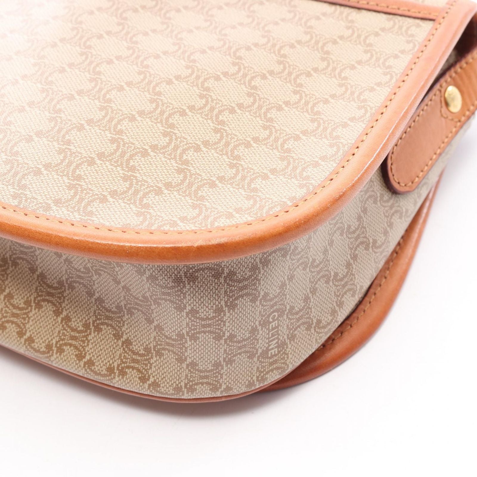 Celine Shoulder Bag Macadam Beige Canvas Leather Triomphe — view 9