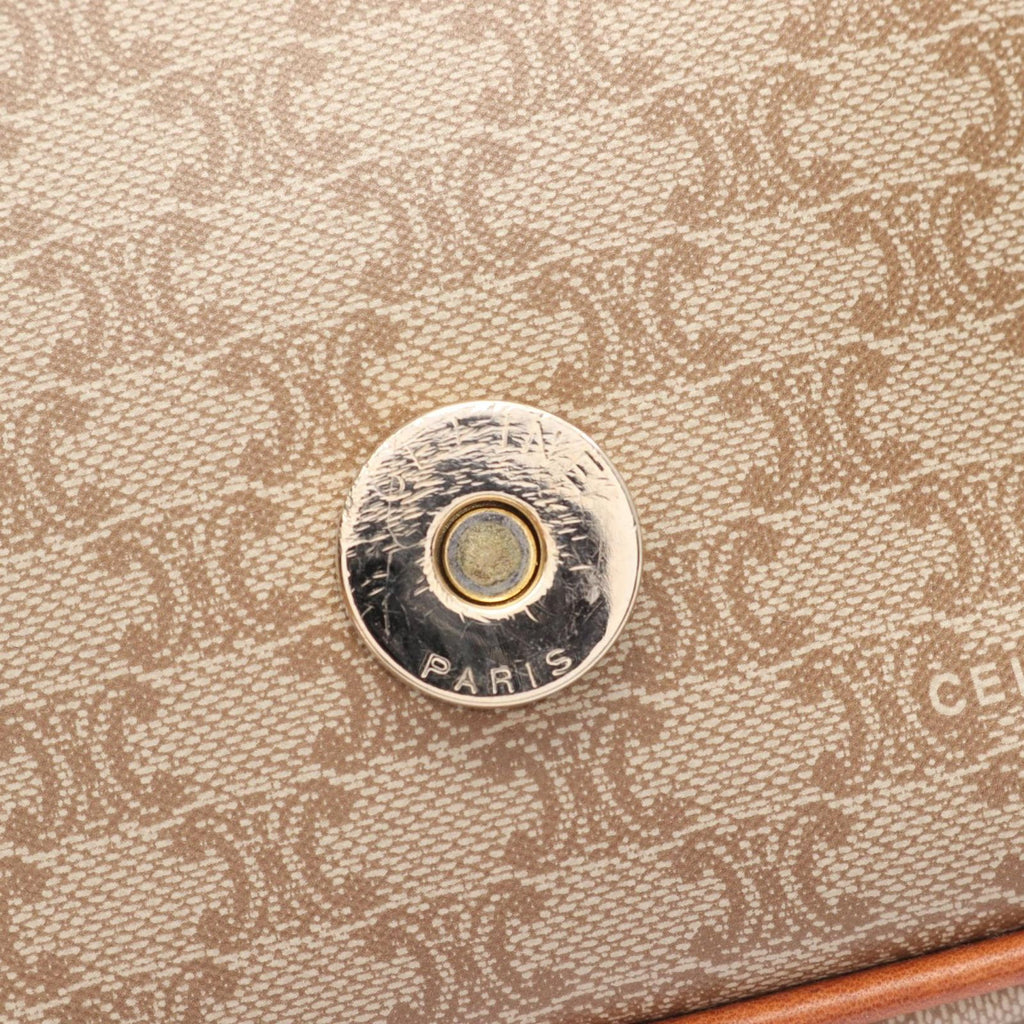 Celine Shoulder Bag Macadam Beige Canvas Leather Triomphe — view 5