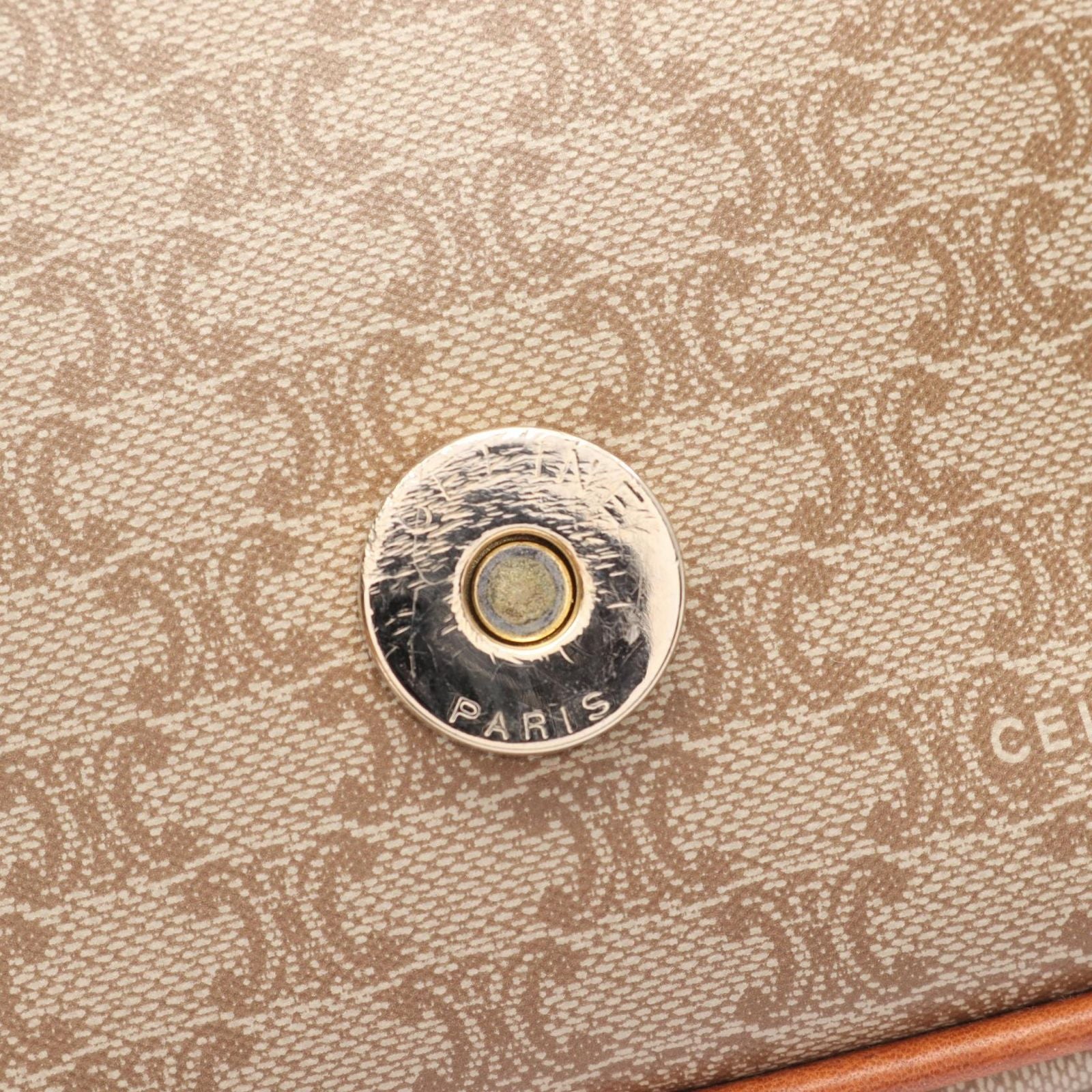 Celine Shoulder Bag Macadam Beige Canvas Leather Triomphe — view 5