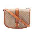 Celine Shoulder Bag Macadam Beige Canvas Leather Triomphe