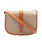 Celine Shoulder Bag Macadam Beige Canvas Leather Triomphe