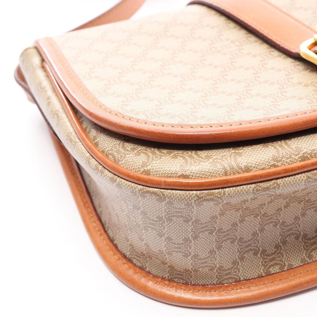 Celine Shoulder Bag Macadam Beige Canvas Leather Triomphe — view 7