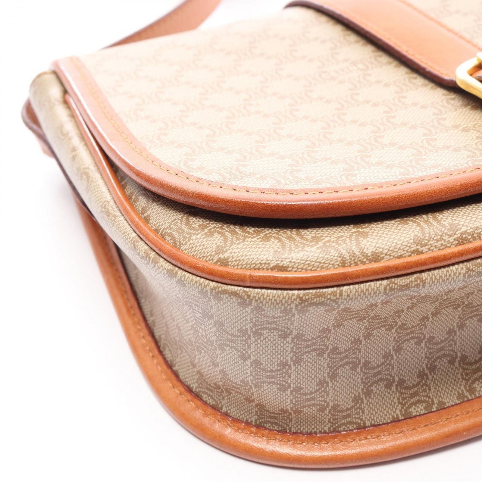 Celine Shoulder Bag Macadam Beige Canvas Leather Triomphe — view 7