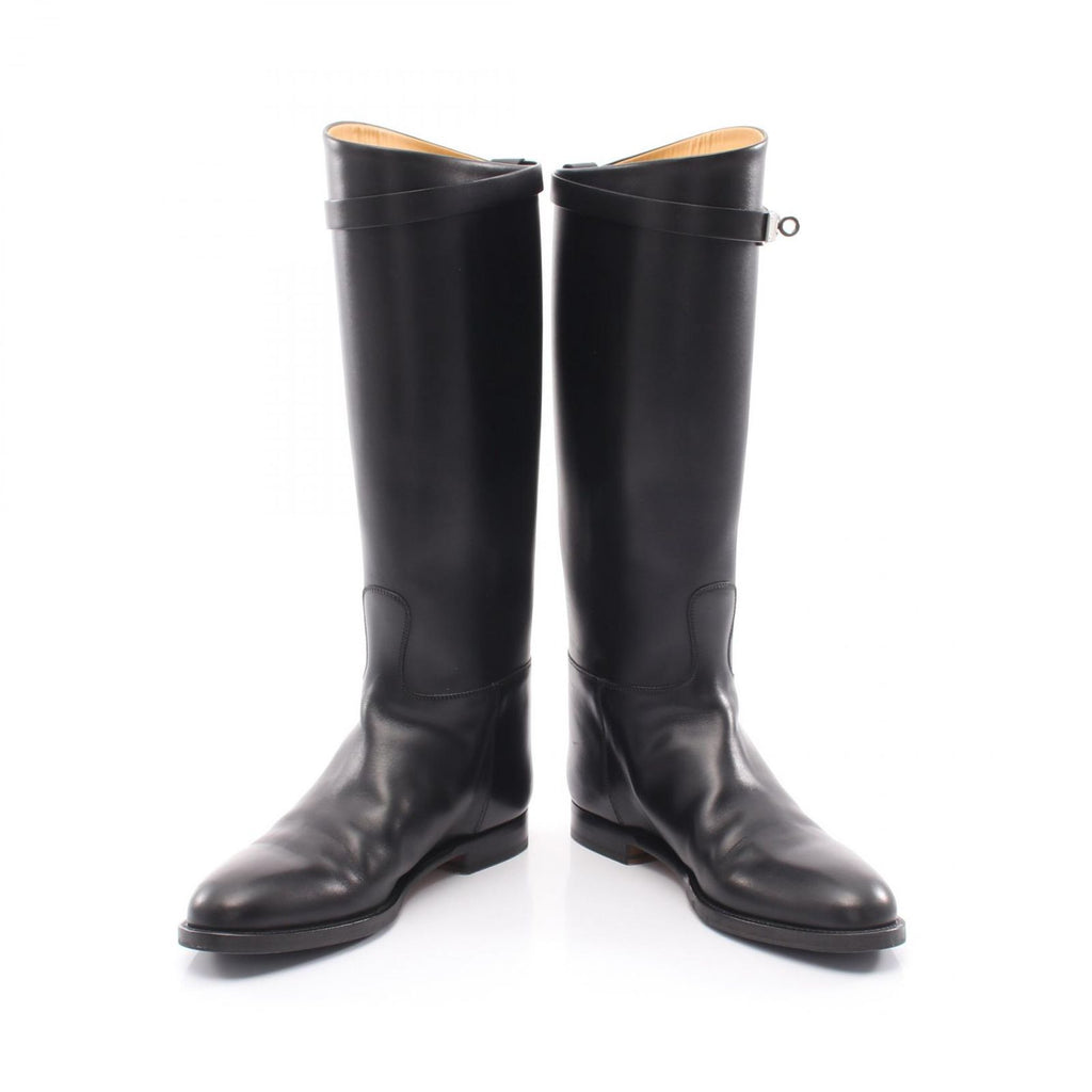 Hermes Boots Jumping Kelly Black Leather Long — view 3