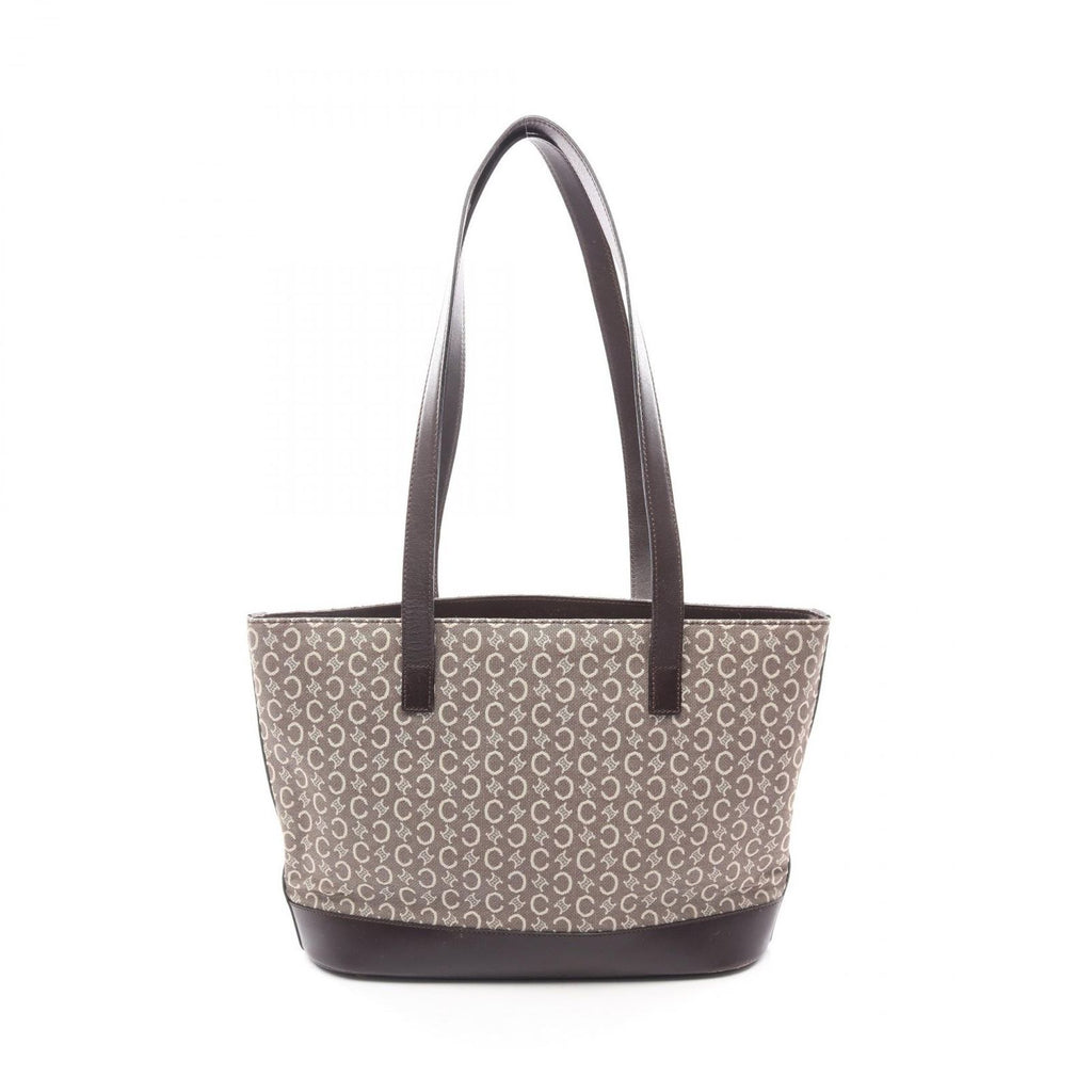 Celine Tote C Macadam Brown Dark Canvas Leather C Shoulder