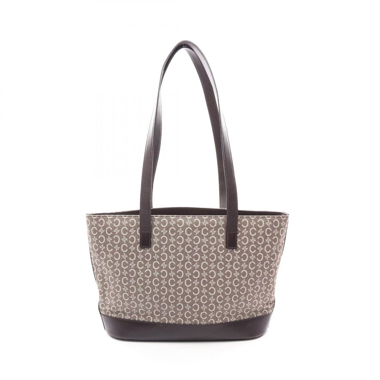 Celine Tote C Macadam Brown Dark Canvas Leather C Shoulder