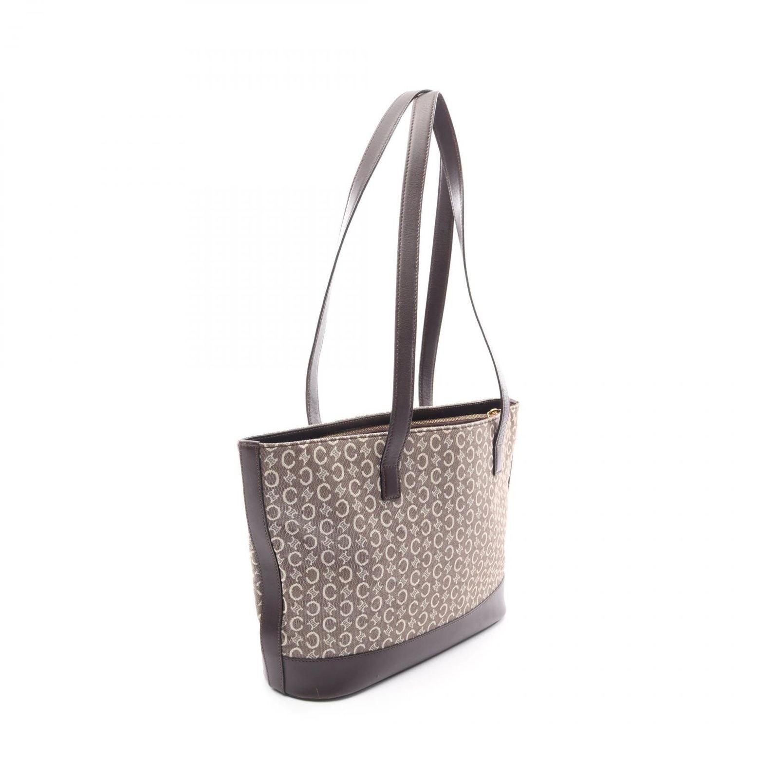 Celine Tote C Macadam Brown Dark Canvas Leather C Shoulder — view 2