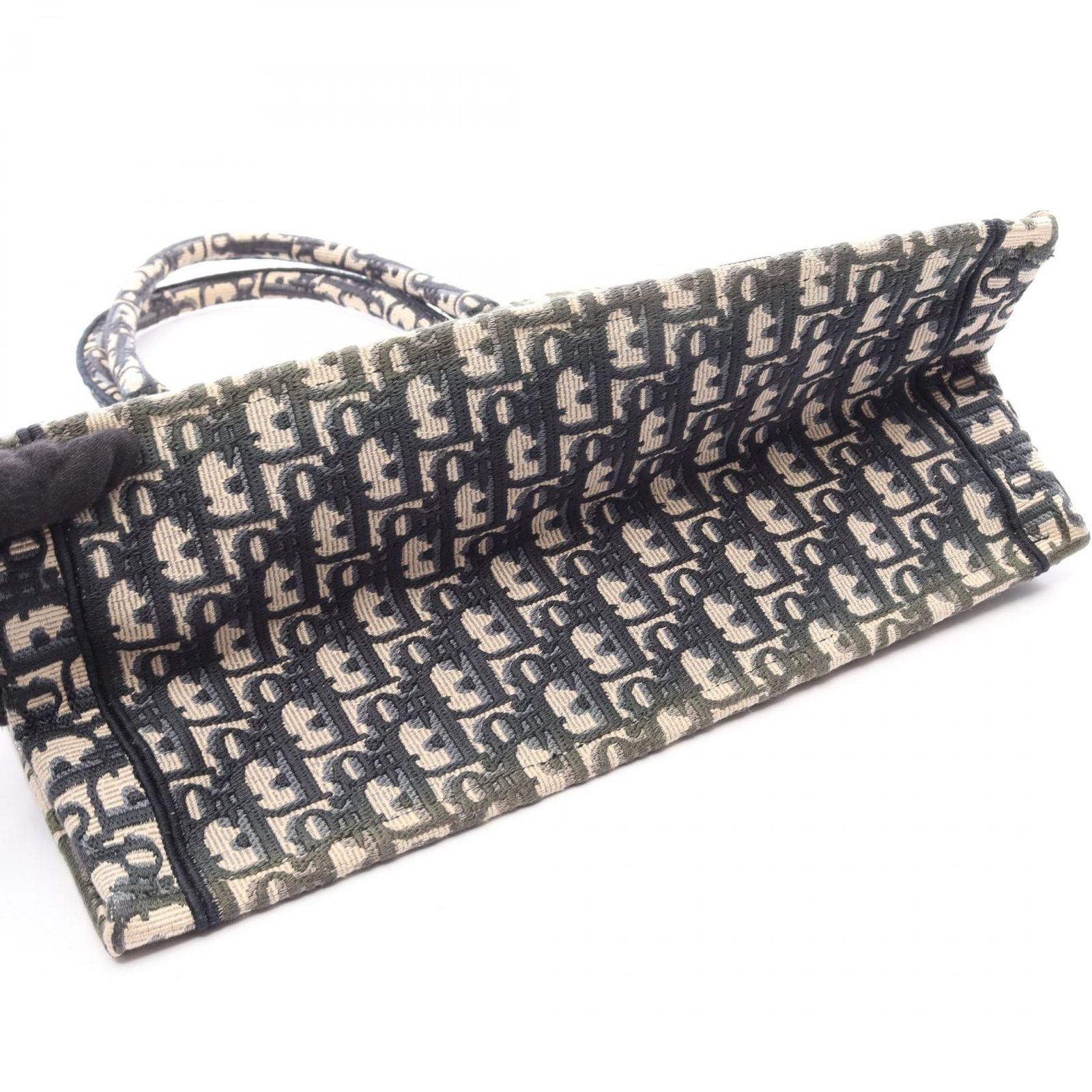 Dior Tote Book Oblique Embroidery Beige Navy Canvas — view 7
