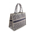 Dior Tote Book Oblique Embroidery Beige Navy Canvas — view 2