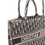 Dior Tote Book Oblique Embroidery Beige Navy Canvas — view 5
