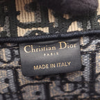 Dior Tote Book Oblique Embroidery Beige Navy Canvas — view 4