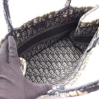 Dior Tote Book Oblique Embroidery Beige Navy Canvas — view 3