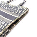 Dior Tote Book Oblique Embroidery Beige Navy Canvas — view 8