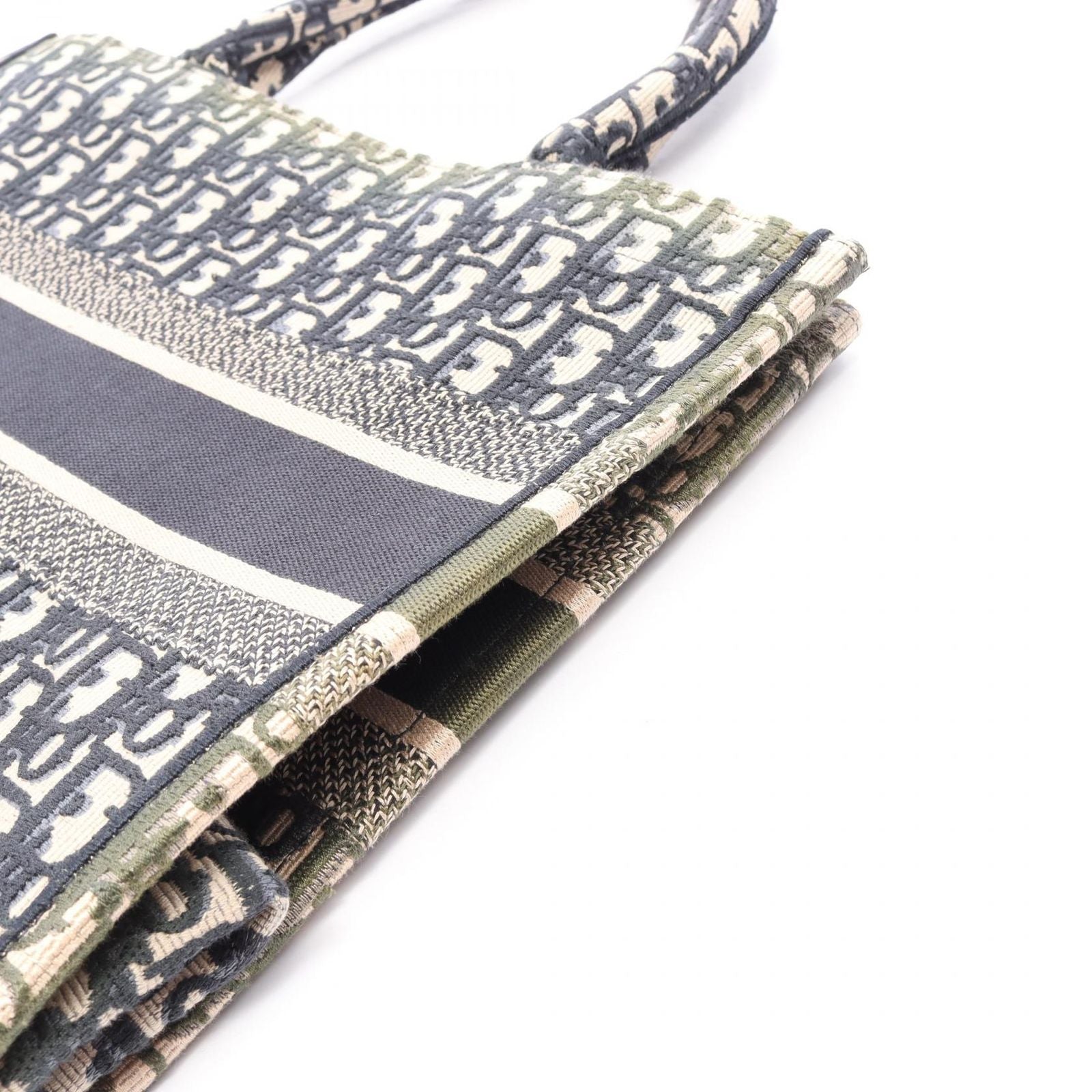 Dior Tote Book Oblique Embroidery Beige Navy Canvas — view 8