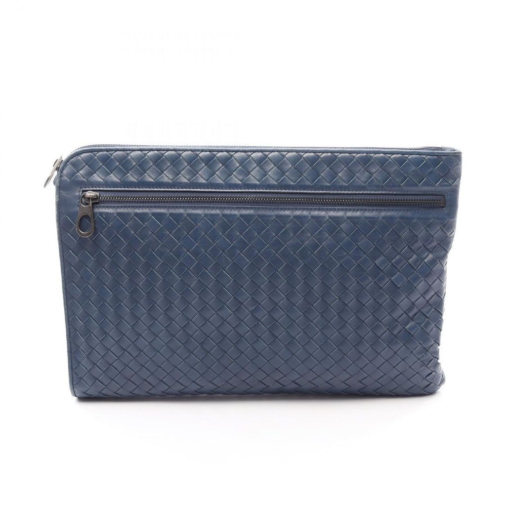 Bottega Veneta Clutch Intrecciato Navy Leather