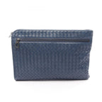 Bottega Veneta Clutch Intrecciato Navy Leather