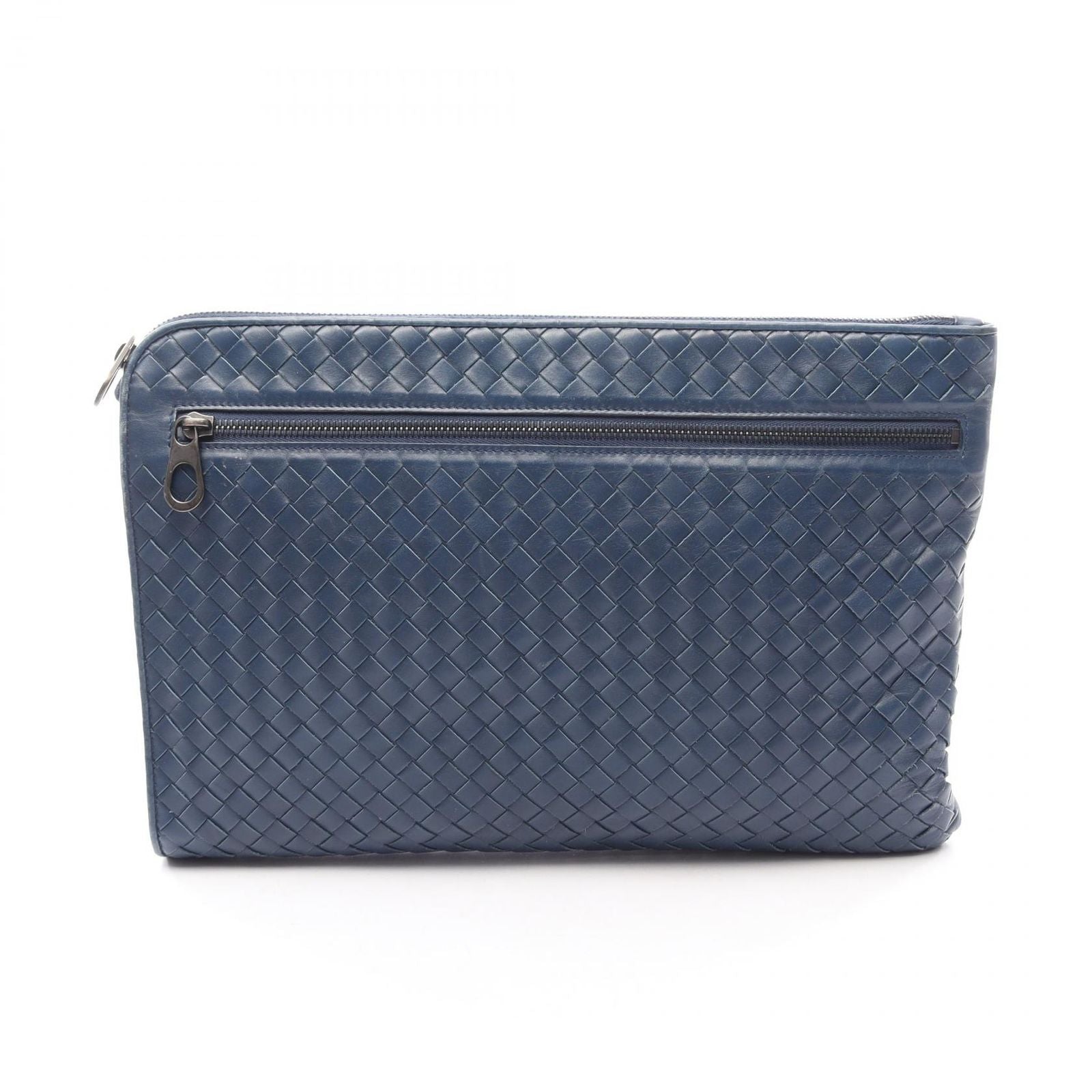 Bottega Veneta Clutch Intrecciato Navy Leather