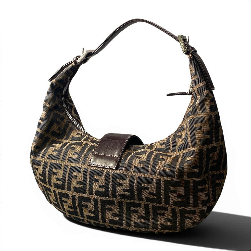Fendi Zucca Pattern Hobo Half Moon Shoulder Bag Brown — view 3
