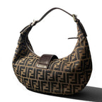 Fendi Zucca Pattern Hobo Half Moon Shoulder Bag Brown — view 3
