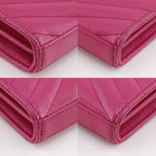 Saint Laurent Chain Shoulder Quilted Leather Pink Wallet — view 4