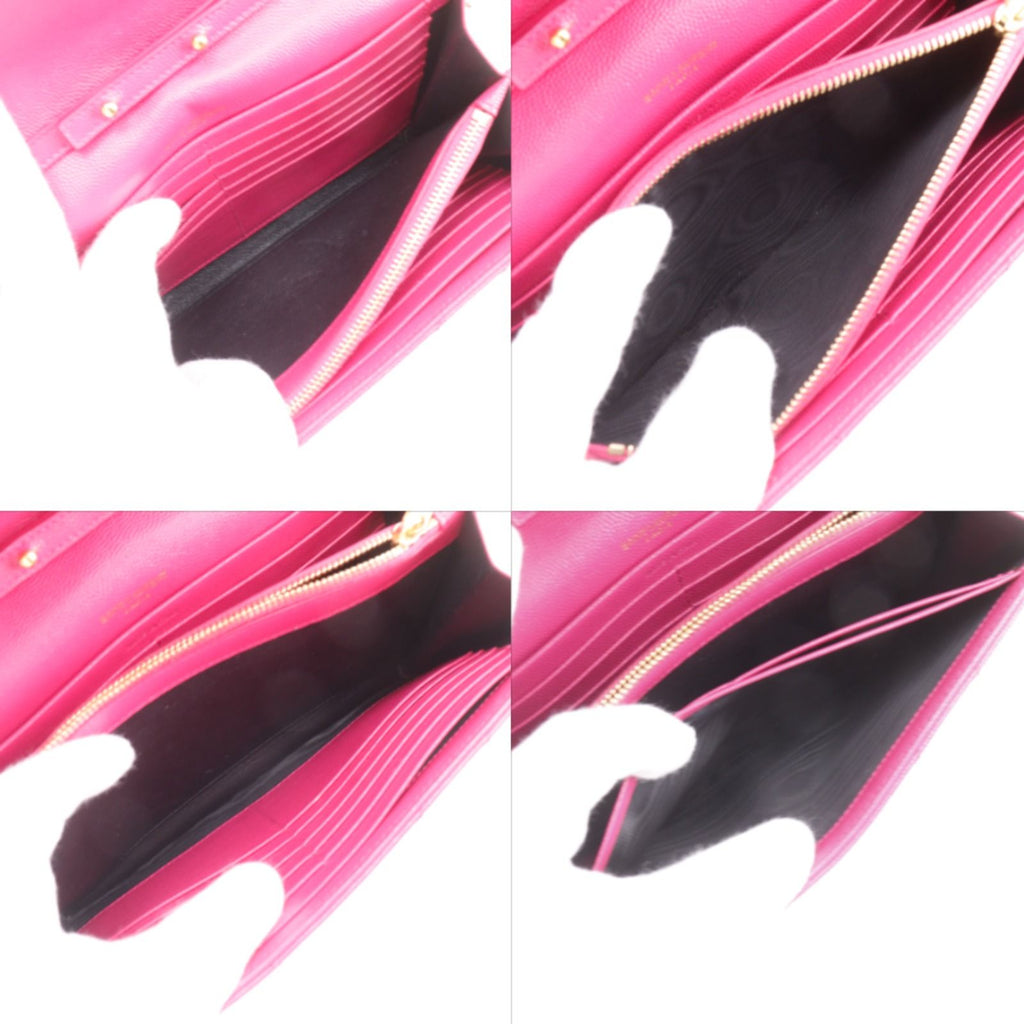 Saint Laurent Chain Shoulder Quilted Leather Pink Wallet — view 6