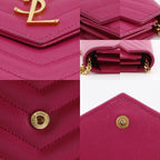 Saint Laurent Chain Shoulder Quilted Leather Pink Wallet — view 9