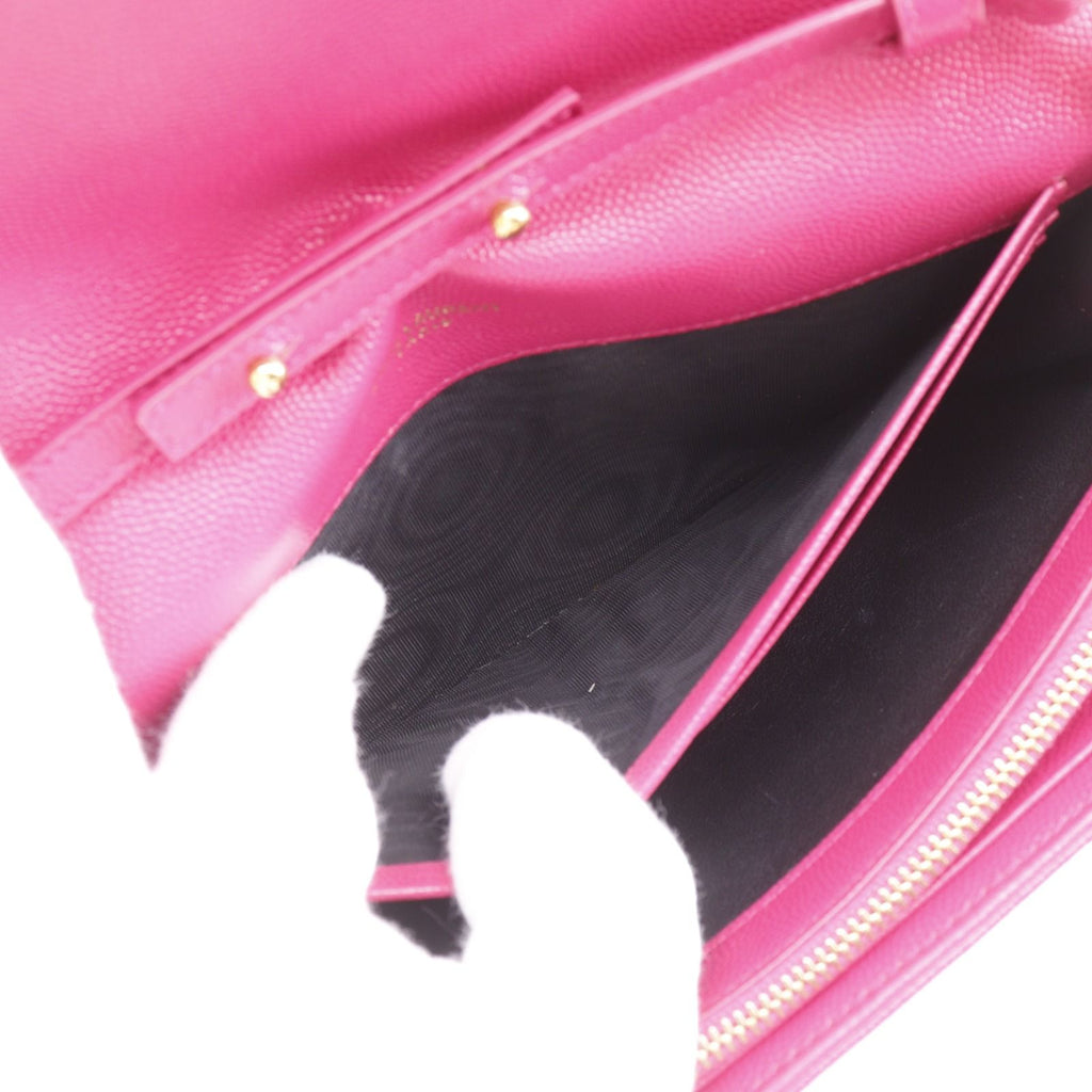 Saint Laurent Chain Shoulder Quilted Leather Pink Wallet — view 5