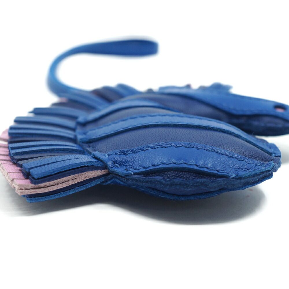 Hermes Gigi Savannah Bag Charm Agno Milo Blue Saffiano France Mauve Sylvestre — view 3