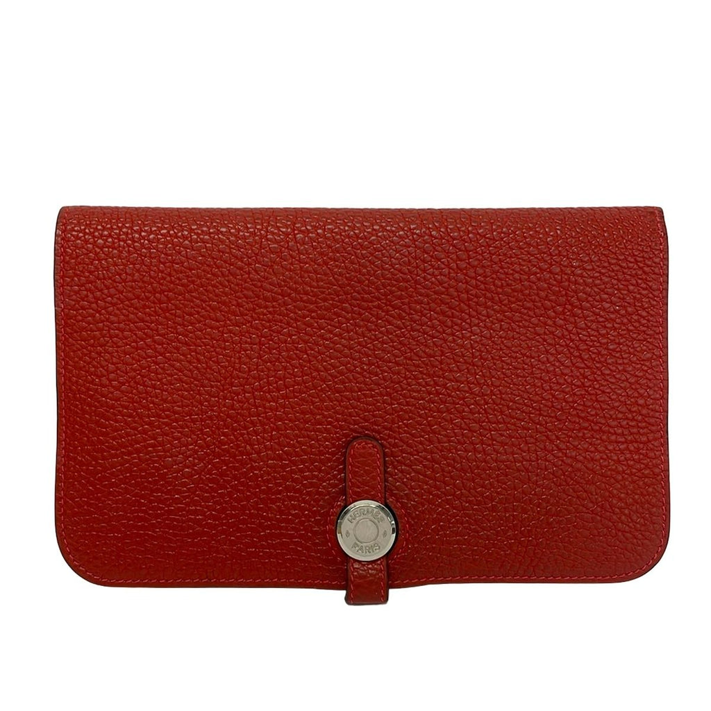 Hermes Wallet Dogon GM Vermillion Silver