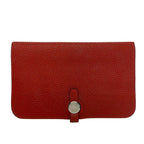 Hermes Wallet Dogon GM Vermillion Silver