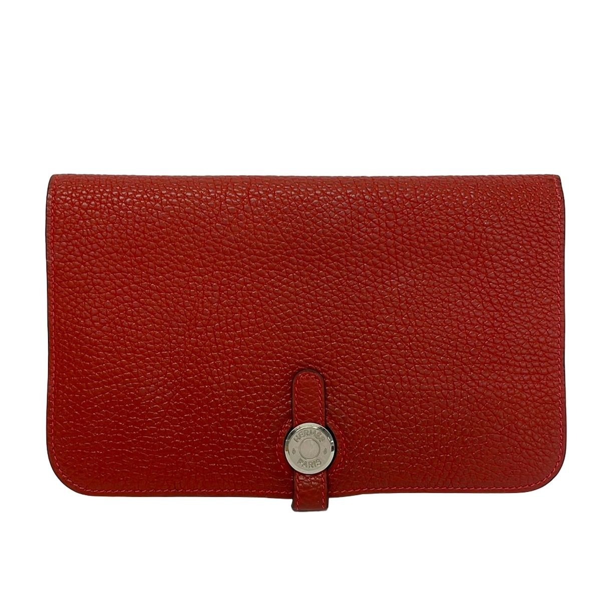 Hermes Wallet Dogon GM Vermillion Silver